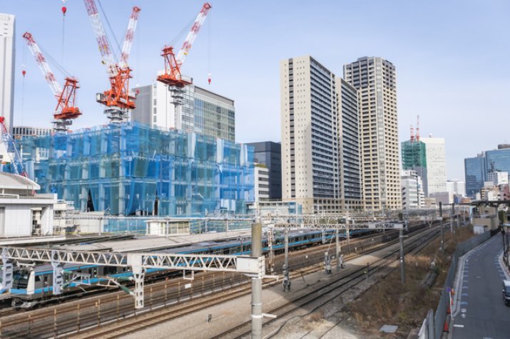 再開発中の田町駅